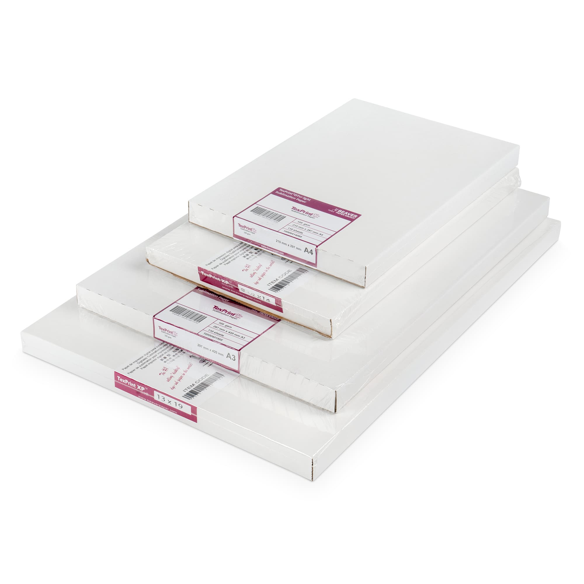 TexPrint® DT Light 105 g/m², sublimačný papier, rôzne formáty, 110 listov/balenie