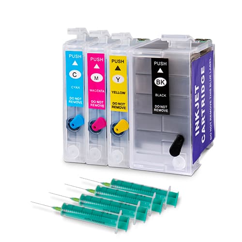 Sada 4 plniacich kaziet a 4 plniacich striekačiek 20 ml pre Epson Workforce 7710/7210/7720, A3+