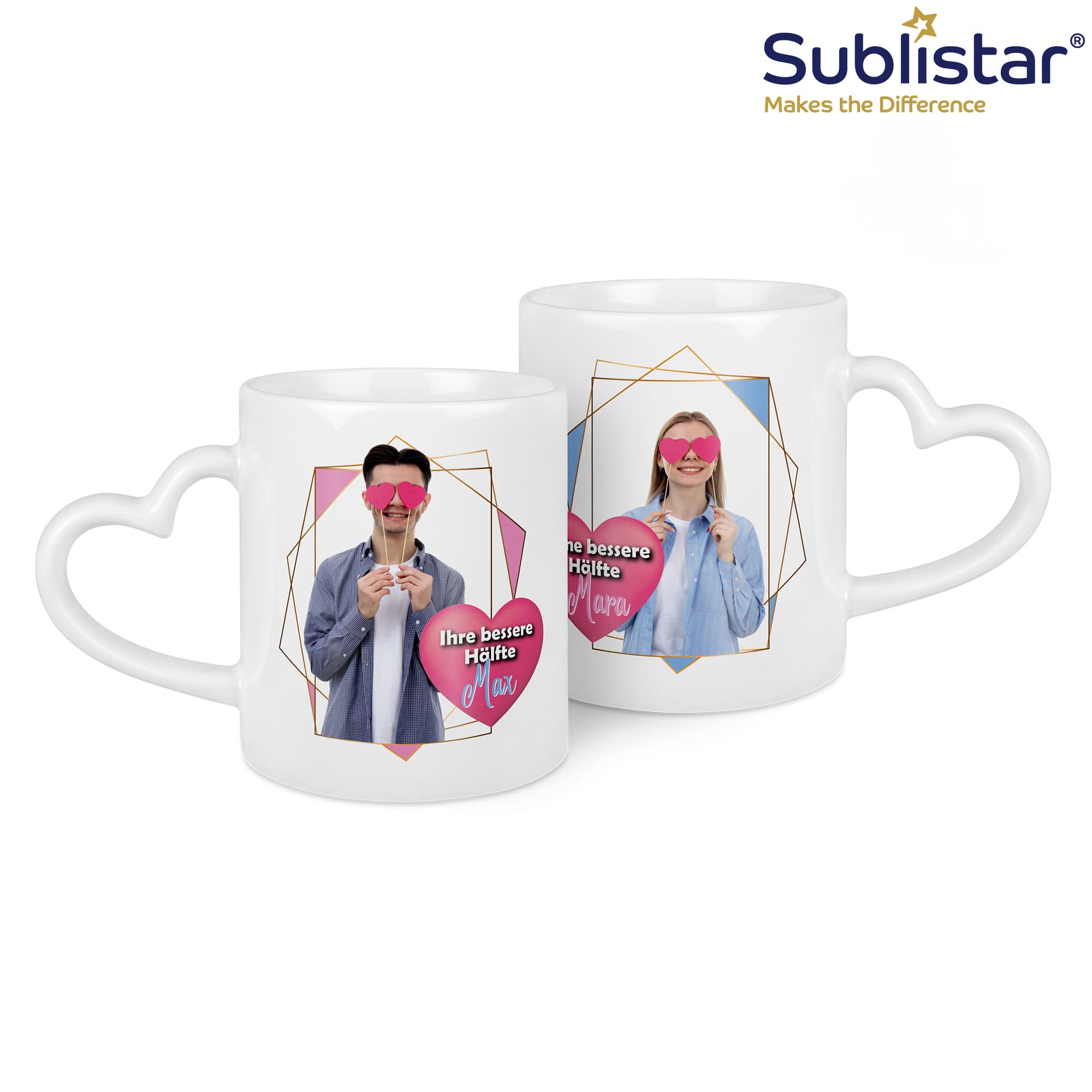 Hrnček pre pár DUO, povrchová úprava Sublistar®, vhodný do umývačky riadu, 18 sád/kartón