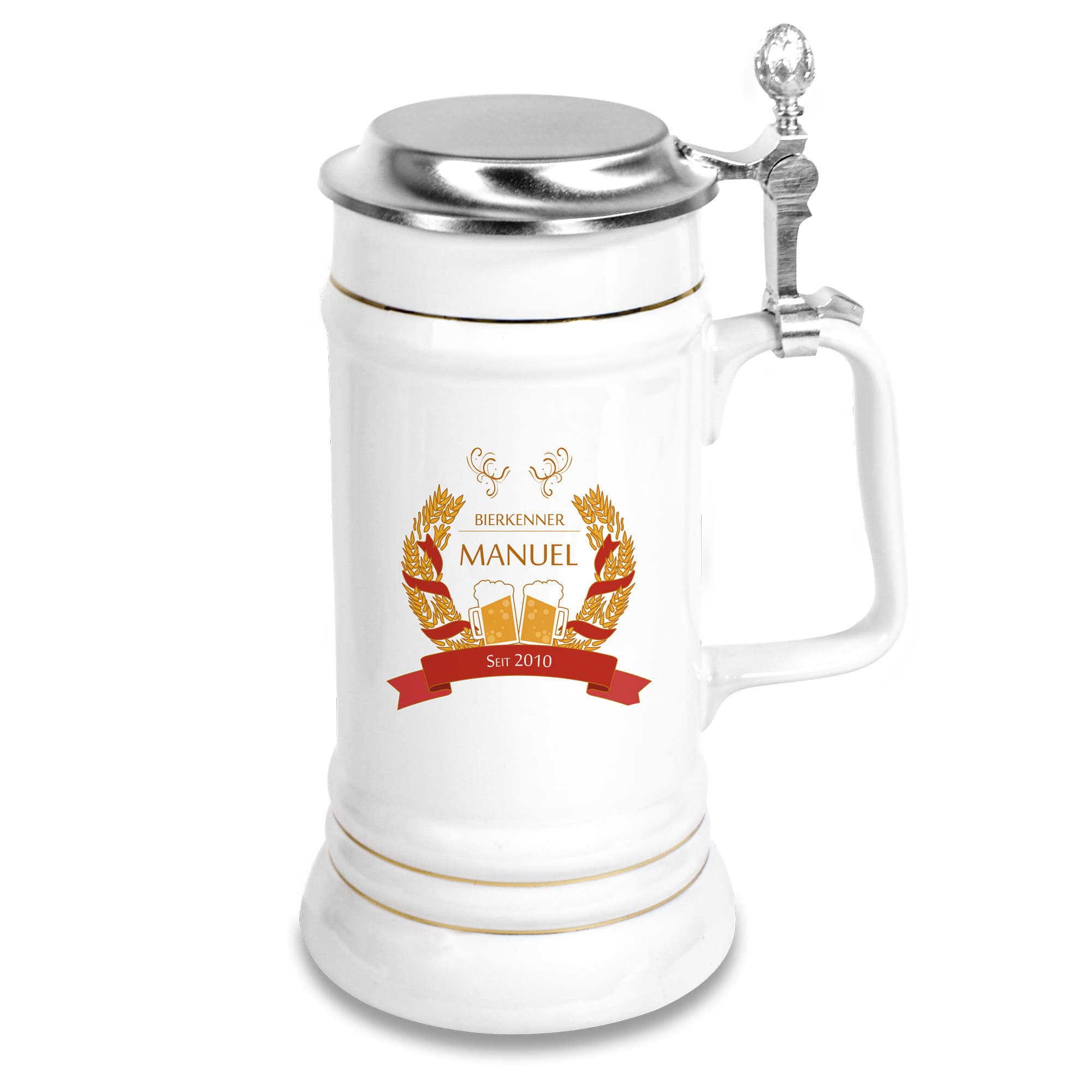 Pivný hrnček Upper Class 700 ml, farba biela s viečkom, 6 ks/balenie
