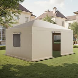 Zimný kryt na altánok vhodný pre altánky s pevnou strechou s rozmermi 3,68 x 4,9 m, kryt na altánok do každého počasia s bočnými stenami a oknami, materiál PE s vysokou hustotou, kryty na uzavretý úložný priestor, altánky nie sú súčasťou balenia. - miniatúra 2