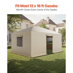 Zimný kryt na altánok vhodný pre altánky s pevnou strechou s rozmermi 3,68 x 4,9 m, kryt na altánok do každého počasia s bočnými stenami a oknami, materiál PE s vysokou hustotou, kryty na uzavretý úložný priestor, altánky nie sú súčasťou balenia. - miniatúra 6