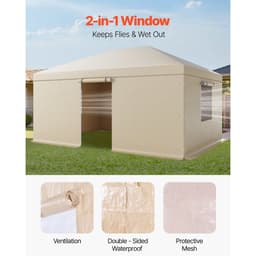 Zimný kryt na altánok vhodný pre altánky s pevnou strechou s rozmermi 3,68 x 4,9 m, kryt na altánok do každého počasia s bočnými stenami a oknami, materiál PE s vysokou hustotou, kryty na uzavretý úložný priestor, altánky nie sú súčasťou balenia. - miniatúra 9