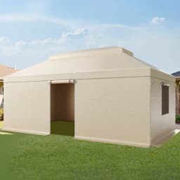 Zimný kryt na altánok je vhodný pre altánky s pevnou strechou s rozmermi 3,66 x 6,10 m, dvojúrovňový kryt na altánok do každého počasia s bočnými stenami a sieťovanými oknami, kryty na uzavretý úložný priestor z vysokohustotného PE, altánky nie sú súčasťou balenia. - miniatúra 1