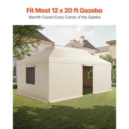 Zimný kryt na altánok je vhodný pre altánky s pevnou strechou s rozmermi 3,66 x 6,10 m, dvojúrovňový kryt na altánok do každého počasia s bočnými stenami a sieťovanými oknami, kryty na uzavretý úložný priestor z vysokohustotného PE, altánky nie sú súčasťou balenia. - miniatúra 6
