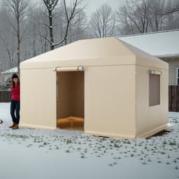 Zimný kryt na altánok vhodný pre altánky s pevnou strechou s rozmermi 3,08 x 4,39 m, kryt na altánok do každého počasia s bočnými stenami a oknami, materiál PE s vysokou hustotou, kryty na uzavretý úložný priestor, altánky nie sú súčasťou balenia. - miniatúra 1