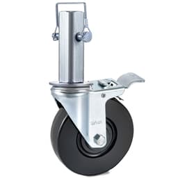 Balenie 4 ks otočných gumových koliesok na lešenie s priemerom 5"/12,7 cm s dvojitým zaistením, štvorcový čap 1,25" (3,2 cm), nosnosť 440 libier/199,6 kg na koleso - miniatúra 3