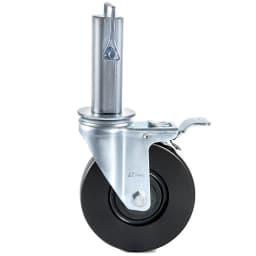Balenie 4 ks otočných gumových koliesok na lešenie s priemerom 5"/12,7 cm s dvojitým zaistením, štvorcový čap 1,25" (3,2 cm), nosnosť 440 libier/199,6 kg na koleso - miniatúra 12