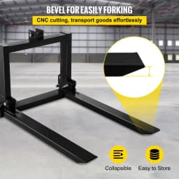 3-bodové závesné vidly na palety 907,2 kg, vidlicové príslušenstvo pre traktor kategórie 1, 64,8 x 55,9 x 104,1 cm, oceľové príslušenstvo pre ťažké zariadenia, pre traktor, šmykom riadený nakladač - miniatúra 8