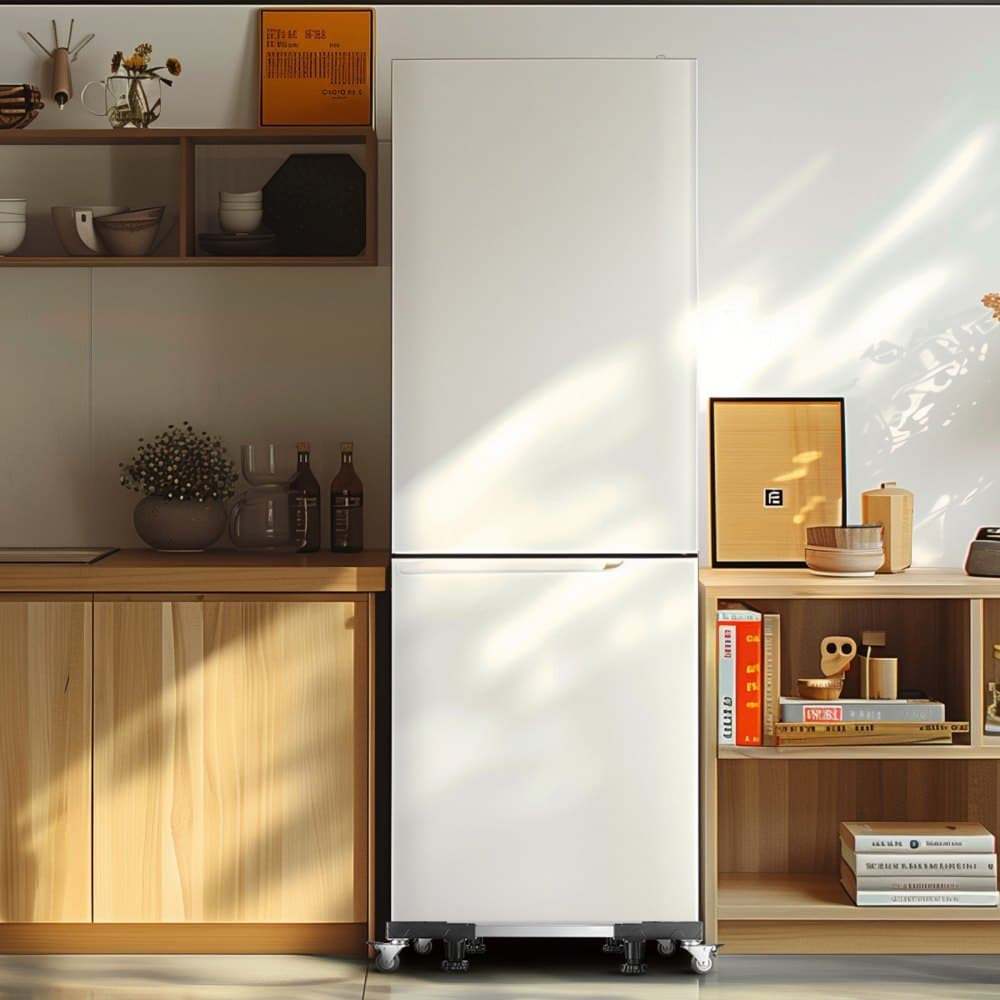 Mobilný stojan na chladničku, nosnosť 516 kg, stojan na práčku s 8 aretačnými dvojitými kolieskami a 4 brzdami, nastaviteľný nábytkový vozík s rozmermi 73,5 - 91,4 cm pre práčku, chladničku a sušičku