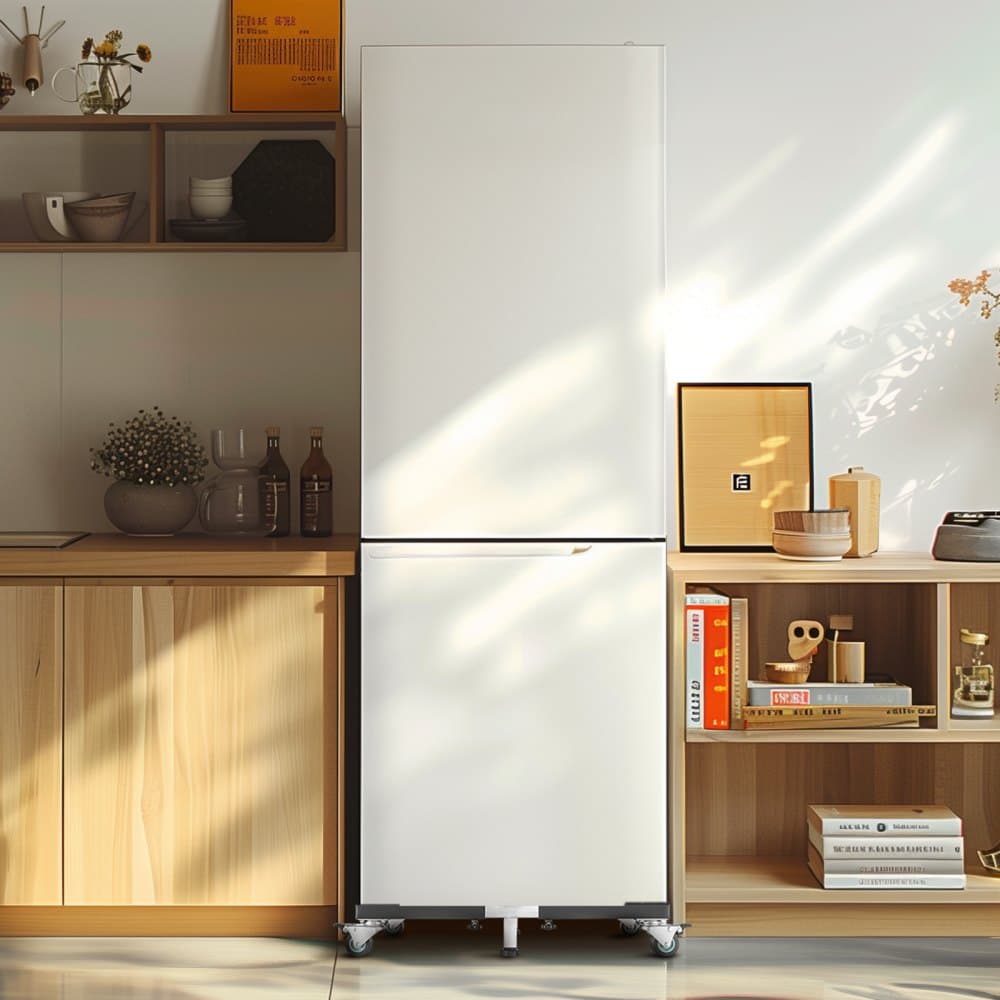 Mobilný stojan na chladničku, nosnosť 540 kg, stojan na práčku s 8 aretačnými dvojitými kolieskami a 4 brzdami, nastaviteľný nábytkový vozík s rozmermi 63-91 cm pre práčku, chladničku a sušičku