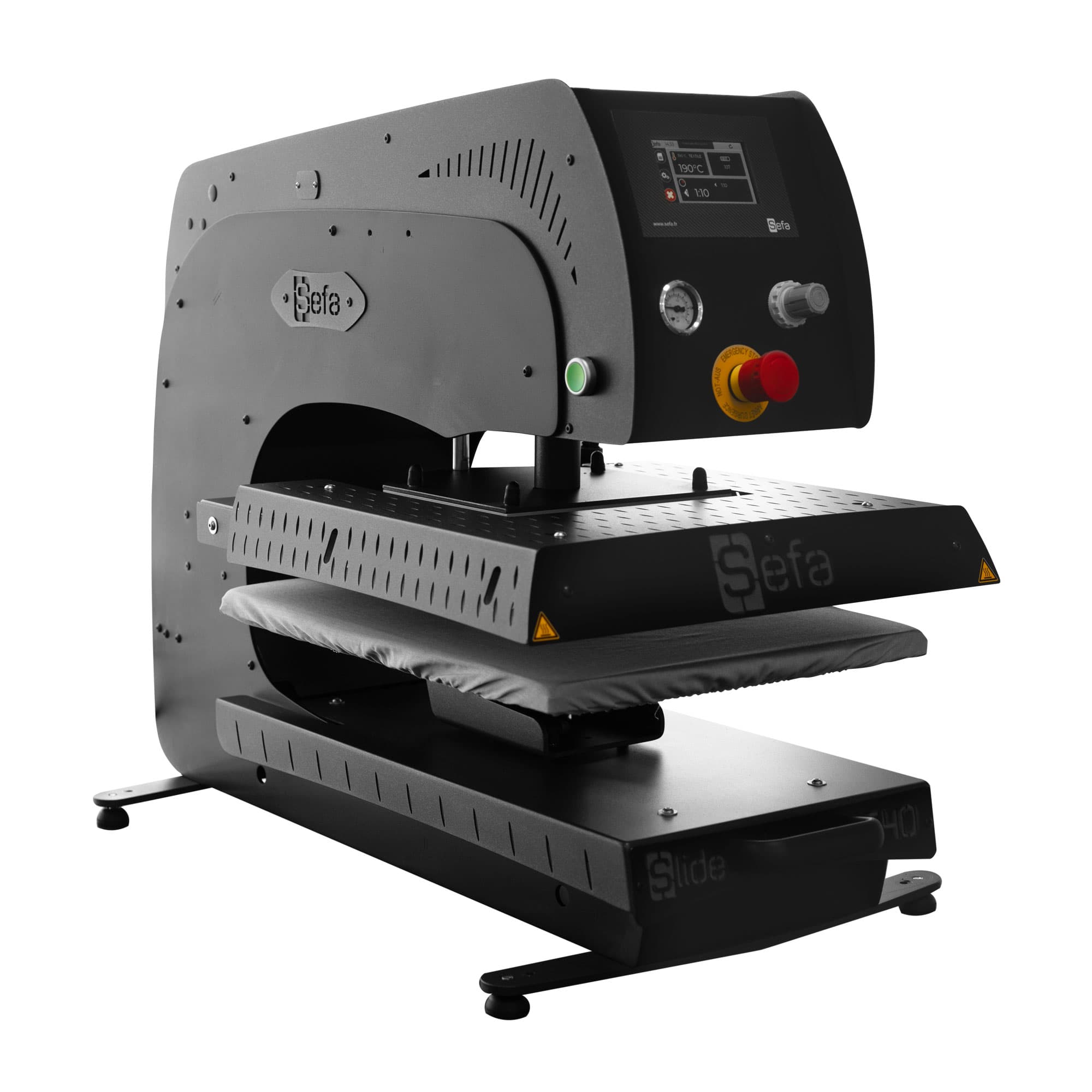 SEFA Veľkoformátový pneumatický transferový lis SLIDE-540-LITE Black Edition transferová plocha 40 x 50 cm