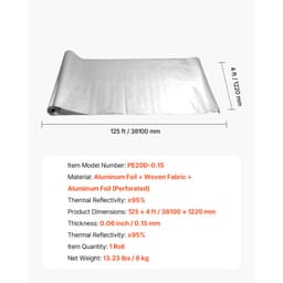 Dvojitá reflexná izolačná rolka, perforovaná tkaná sálavá bariéra, 0,15 mm 38,1 m x 1,22 m, obojstranná hliníková fólia s tepelným reflexným štítom, tepelnoizolačná rolka na okno a strechu karavanu - miniatúra 11