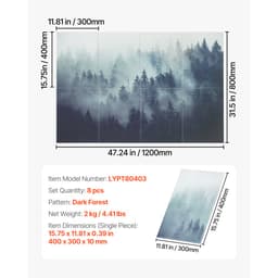 Balenie 8 umeleckých akustických panelov, 63 x 23,62 x 0,4 palca, zvukotesné nástenné dlaždice, samolepiace dekoratívne zvukovoizolačné dosky pre domácnosti, kancelárie, štúdiá, herne, divadlá, lesy - miniatúra 11