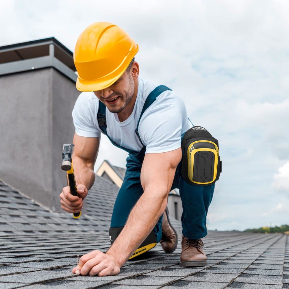 Chrániče kolien do práce, predĺžené, odolné, stavebné, s 2 predlžovacími popruhmi, protišmykové penové gélové chrániče kolien, pre mužov a ženy, na záhradkárčenie, podlahy, strechy a čistenie, žlté a čierne
