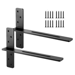 Konzoly na police v tvare T, 2 ks, nosnosť 90 kg, 18 x 2,89 x 12 palcov / 457,2 x 73,5 x 304,8 mm, pevné oceľové konzoly pre police s vysokou nosnosťou, podpera pracovnej dosky, plávajúci držiak so skrutkami - miniatúra 2
