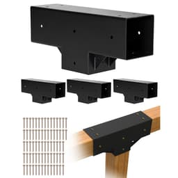Sada pergolových konzol 4 ks, tvar T 4x4 (skutočné rozmery 92 x 92 mm), 3-cestné konzoly na pergolu, sada konzol na altánok pre svojpomocnú výrobu z dreva so skrutkami pre drevené nosníky 92 x 92 mm v skutočnej veľkosti pre vonkajšie párty a bankety. - miniatúra 2