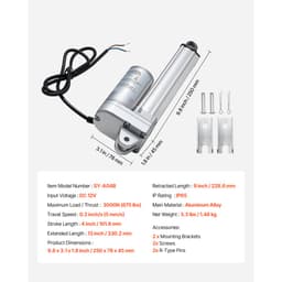 12V lineárny aktuátor, zdvih 101,6 mm, vodotesný lineárny aktuátor IP65, pohony 3000N 5 mm/s s montážnymi konzolami pre solárne sledovače, priemyselné stroje, otvárače dverí - miniatúra 11