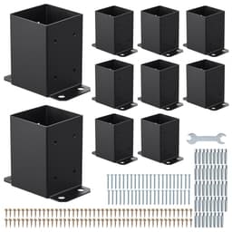 Základne stĺpikov 4x4, 10 ks, vnútorný rozmer 3,6x3,6 palca / 91,44x91,44 mm, konzoly stĺpikov, odolné stĺpiky z uhlíkovej ocele na terasu, držiaky drevených stĺpikov pre zábradlie pavilónu, podperná doska terasy, čierna - miniatúra 2