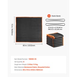 Sťahovacie deky 6 ks, 2032 x 1829 mm (15,9 kg/dz) Veľké baliace deky s bavlnenou výplňou, odolná netkaná textília s výplňou na prepravu, balenie a ochranu nábytku - miniatúra 11
