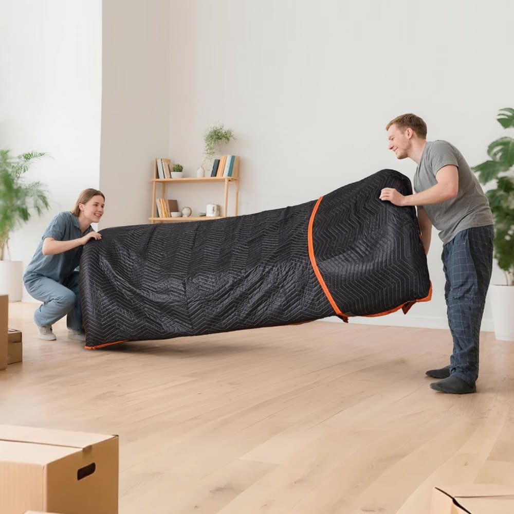 Sťahovacie deky 12 ks, 1829 x 1016 mm (14,5 kg/dz) Veľké baliace deky s bavlnenou výplňou, odolná netkaná textília s výplňou na prepravu, balenie a ochranu nábytku