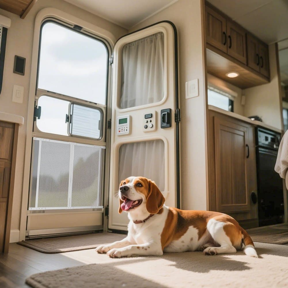 Ochranná sieťka na dvere obytného auta, mriežka dverí 660,4 x 609,6 mm, jednoduchá inštalácia a demontáž, vystužená priedušná ochranná sieťovina, ochrana vstupu do obytného auta z hliníkovej zliatiny na ochranu domácich zvierat, biela