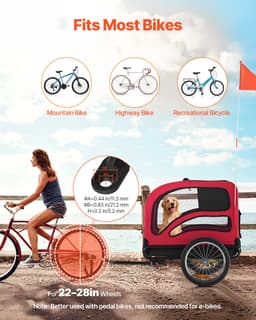 Prívesný vozík na bicykel pre psov, nosnosť do 45 kg, nosič bicyklov pre malé a veľké psy, ľahko skladací rám s rýchloupínacím kolesom, univerzálna spojka na bicykel, odrazka, vlajka, vnútorné vodítko - miniatúra 5