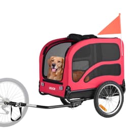 Prívesný vozík na bicykel pre psov, nosnosť do 45 kg, nosič bicyklov pre malé a veľké psy, ľahko skladací rám s rýchloupínacím kolesom, univerzálna spojka na bicykel, odrazka, vlajka, vnútorné vodítko - miniatúra 15