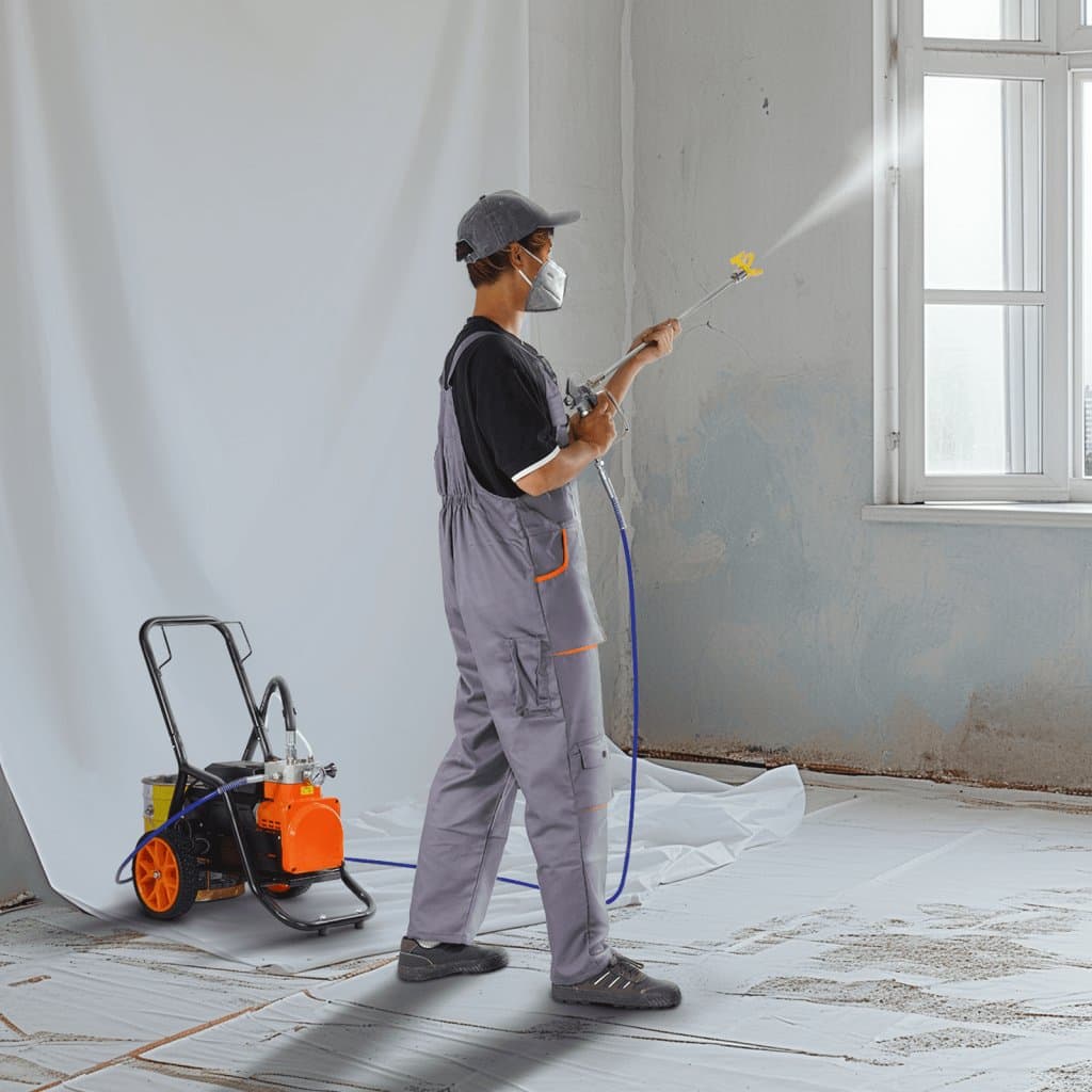 Vozík bezvzduchová striekacia pištoľ na farby, membránová striekacia pištoľ na farby, elektrická bezvzduchová striekacia pištoľ na farby s výkonom 1700 W