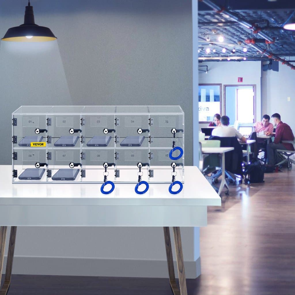 10-slotová skrinka na mobilný telefón so zámkami a kľúčmi