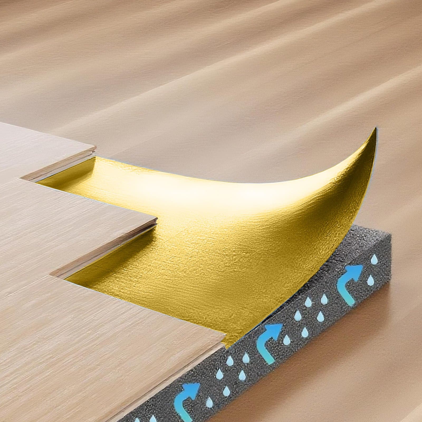 Podlahová podložka 18,6 m² rolka 3 mm parozábrana zvuková izolácia zlatá