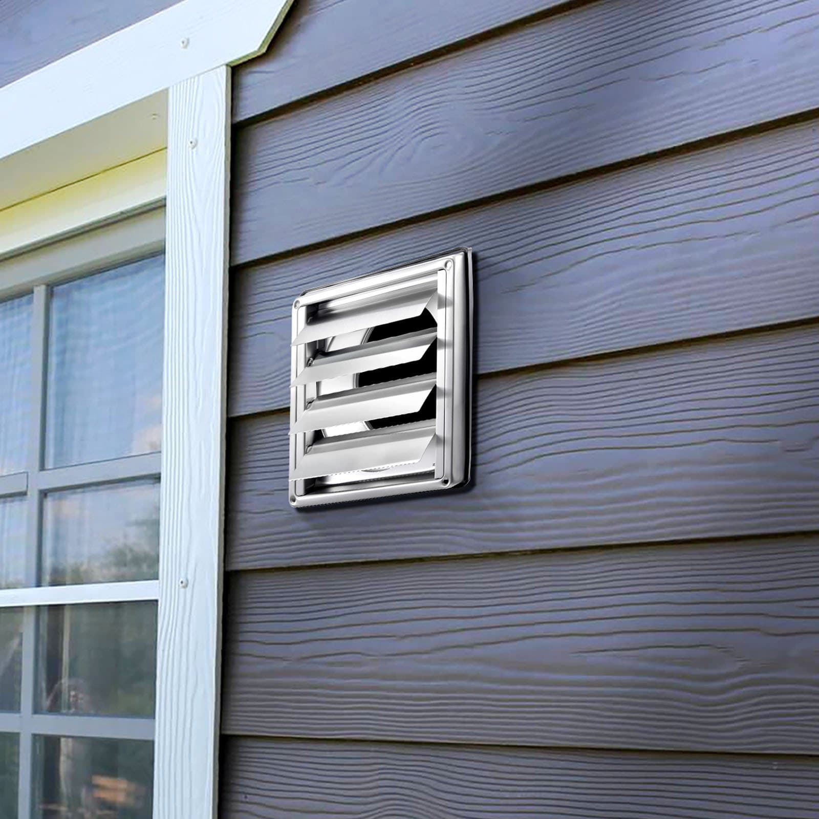 145 mm štvorcový kryt vetracieho otvoru na stenu, žalúziový vetrací otvor z nehrdzavejúcej ocele, 1 balenie
