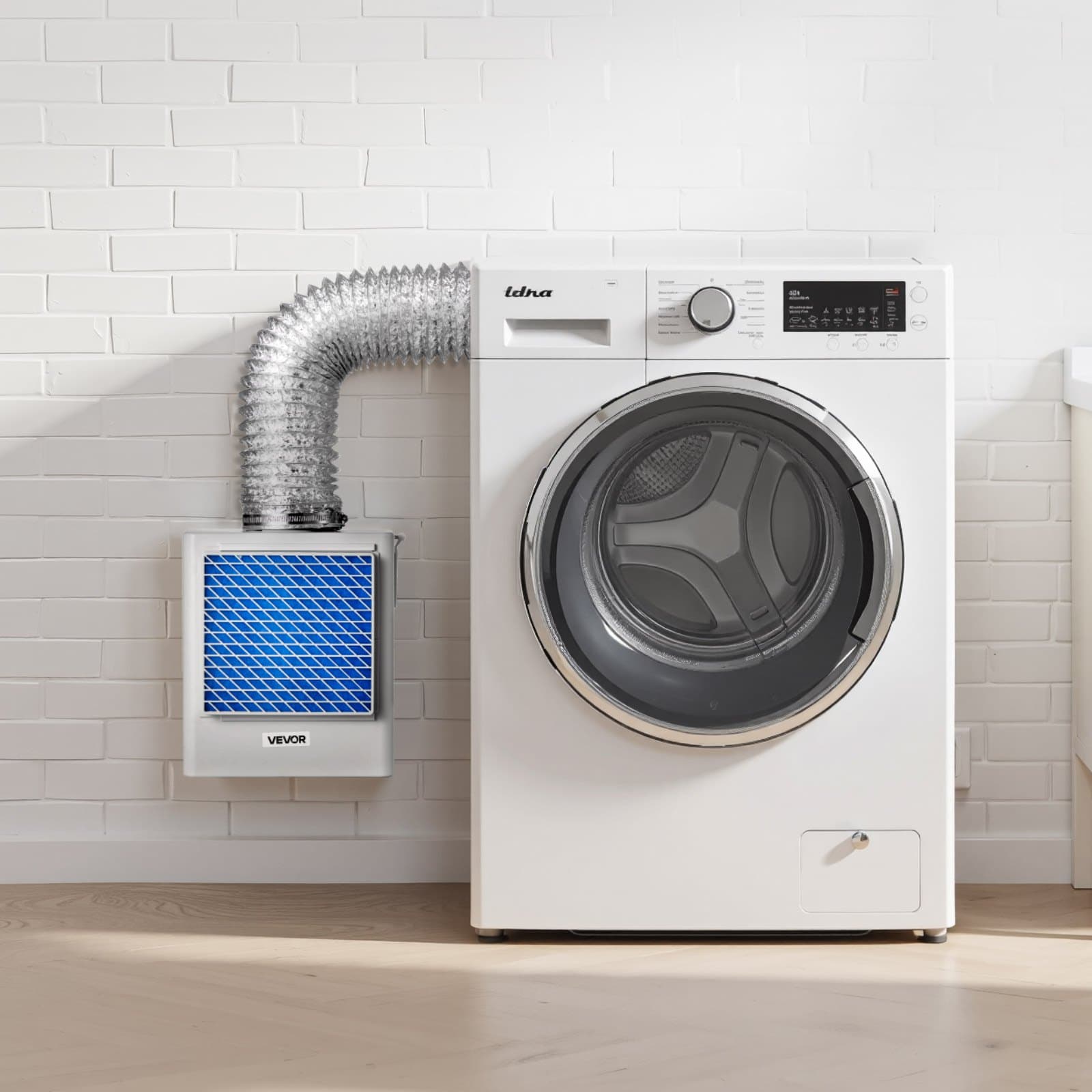 Súprava na vetranie vnútorného sušiča 3 v 1, prémiový ABS materiál, pasuje na 99 mm výfukový otvor, inteligentný pripomienkovač prehriatia, odsávací kryt a ľahko odnímateľný sieťový kryt a viacvrstvové čistenie so 4 náhradnými vložkami