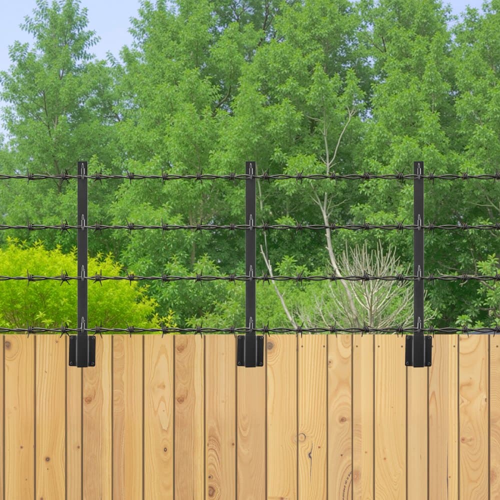 Predlžovač plotových stĺpikov, 8 kusov, rameno s ostnatým drôtom 605 mm, robustný oceľový predlžovač výšky plota, ploché alebo povrchovo montované predlžovacie ramená s ostnatým drôtom, chráni súkromie a zabraňuje zoskoku domácich zvierat.