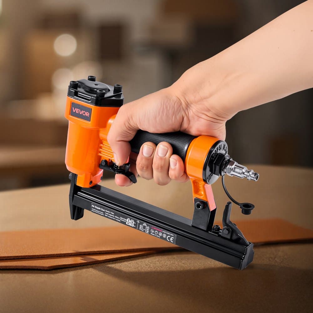 Pneumatická zošívačka, pneumatická zošívačka na čalúnenie kalibru 22 pre jemné drôtené sponky série 71, korunka 9,1 mm, dĺžka 4 mm – 16 mm, tlak 70 – 110 PSI na prácu s drevom, čalúnenie, DIY projekty