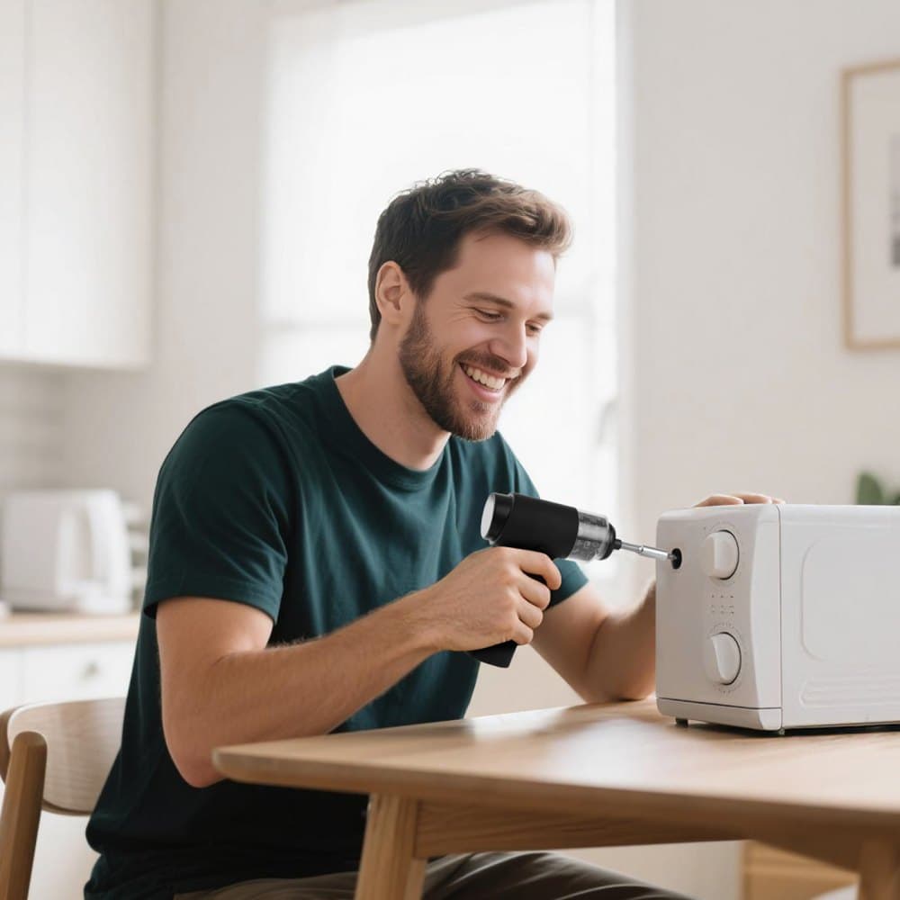 Elektrický skrutkovač, 7 stupňov krútiaceho momentu 0,5-5 Nm, batéria 2500 mAh, sada akumulátorových skrutkovačov s 32 kusmi 1/4" bitov, digitálny displej, LED svetlo, nabíjanie cez USB-C, na opravy elektrických zariadení nábytku
