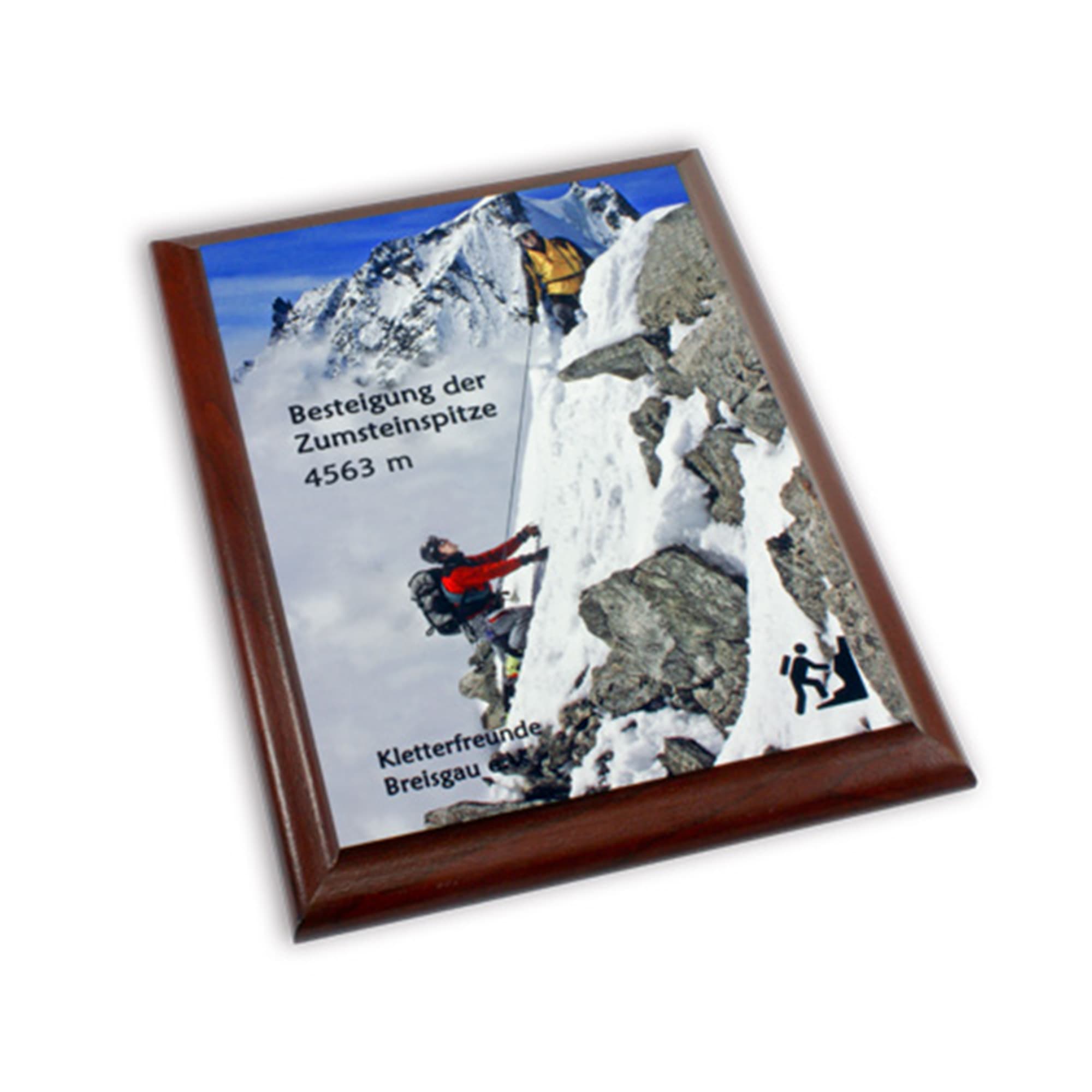 Nástenná plaketa UNISUB lesklá biela, 150 x 200 x 16 mm, farba rámu čerešňové drevo, 21 ks/kartón