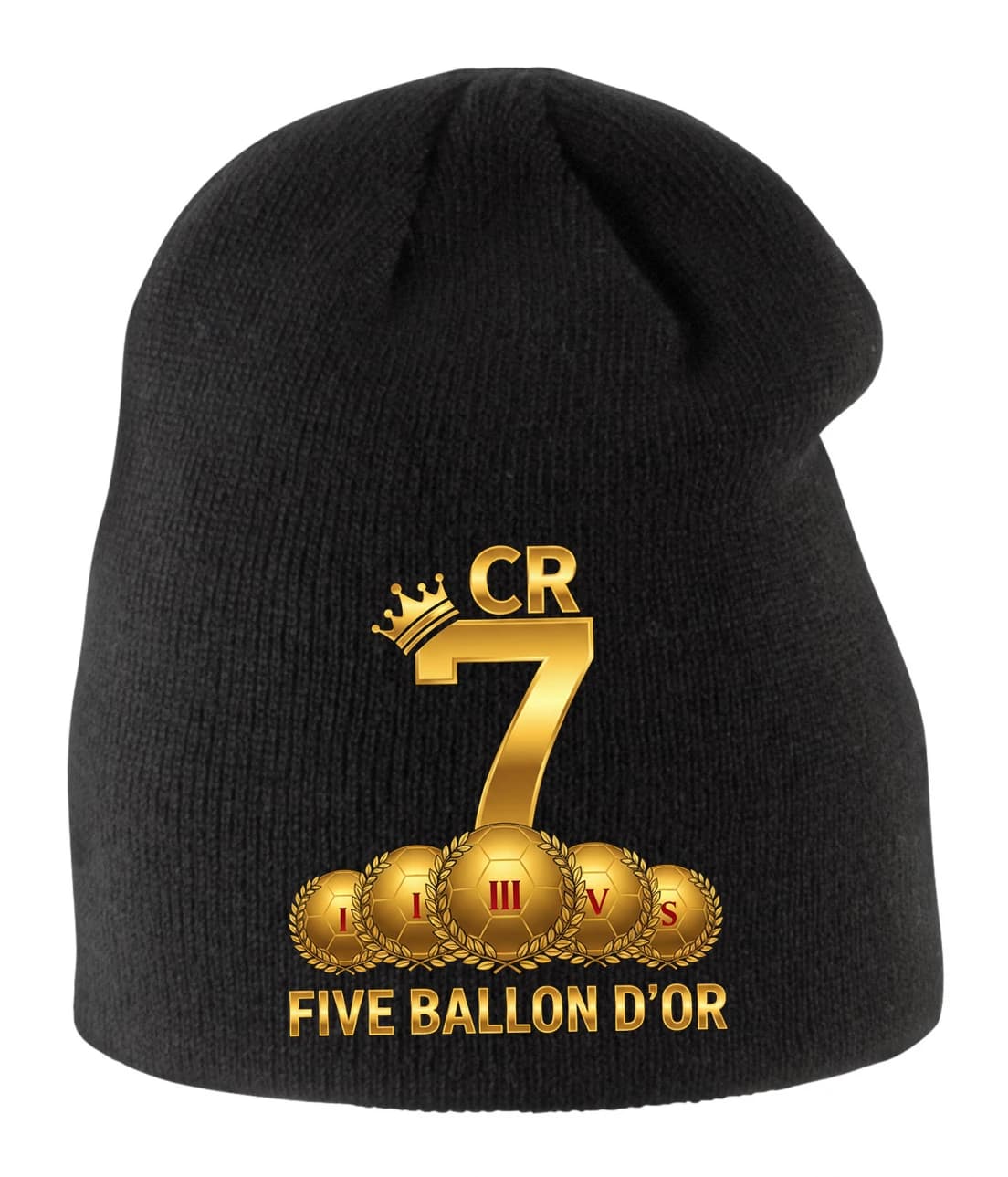 Detská zimná čiapka Zlatá sedmička Ikona s piatimi Ballon d'Or a korunou