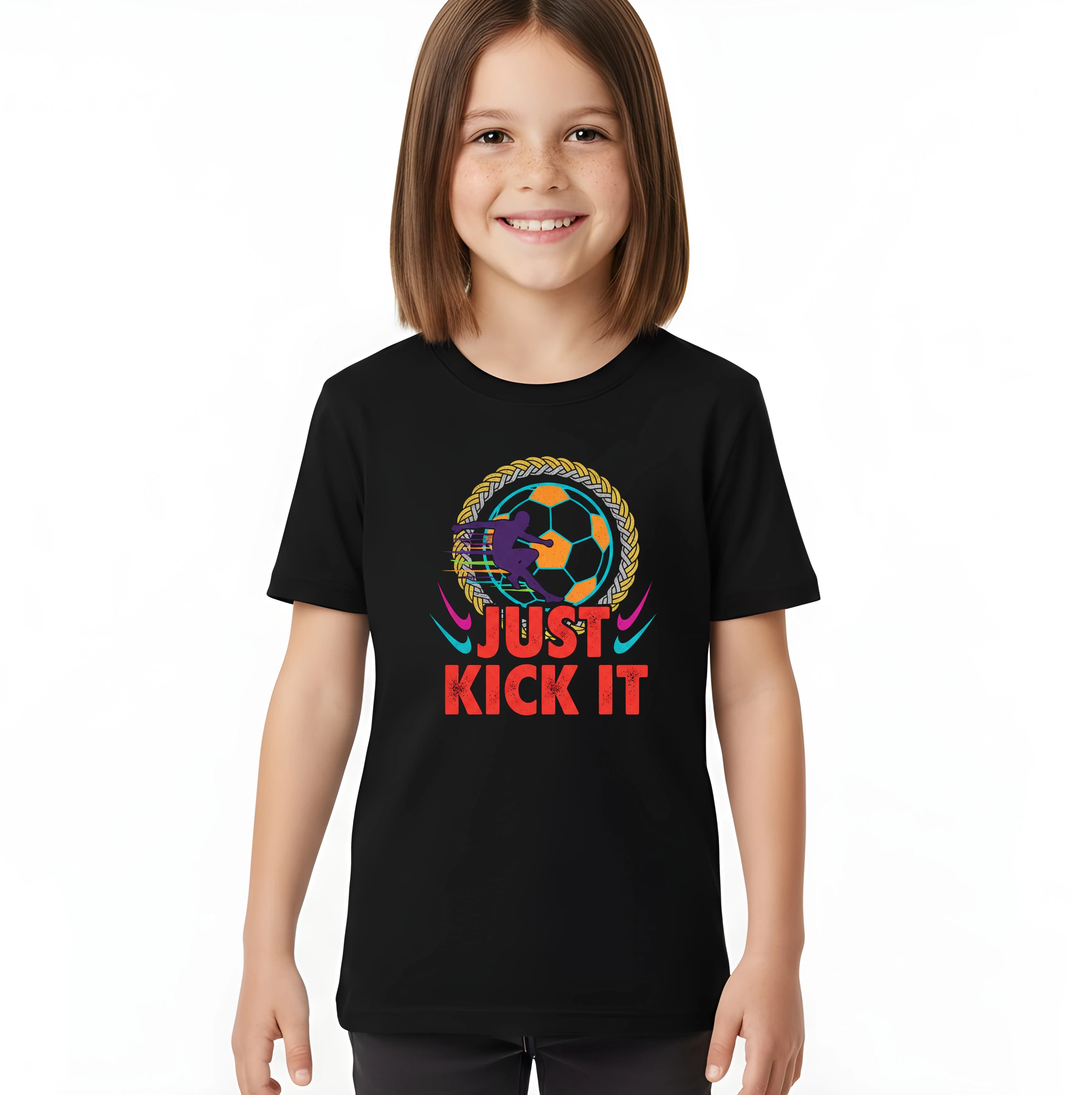 Detské tričko Bleskový futbalový dizajn Just Kick It