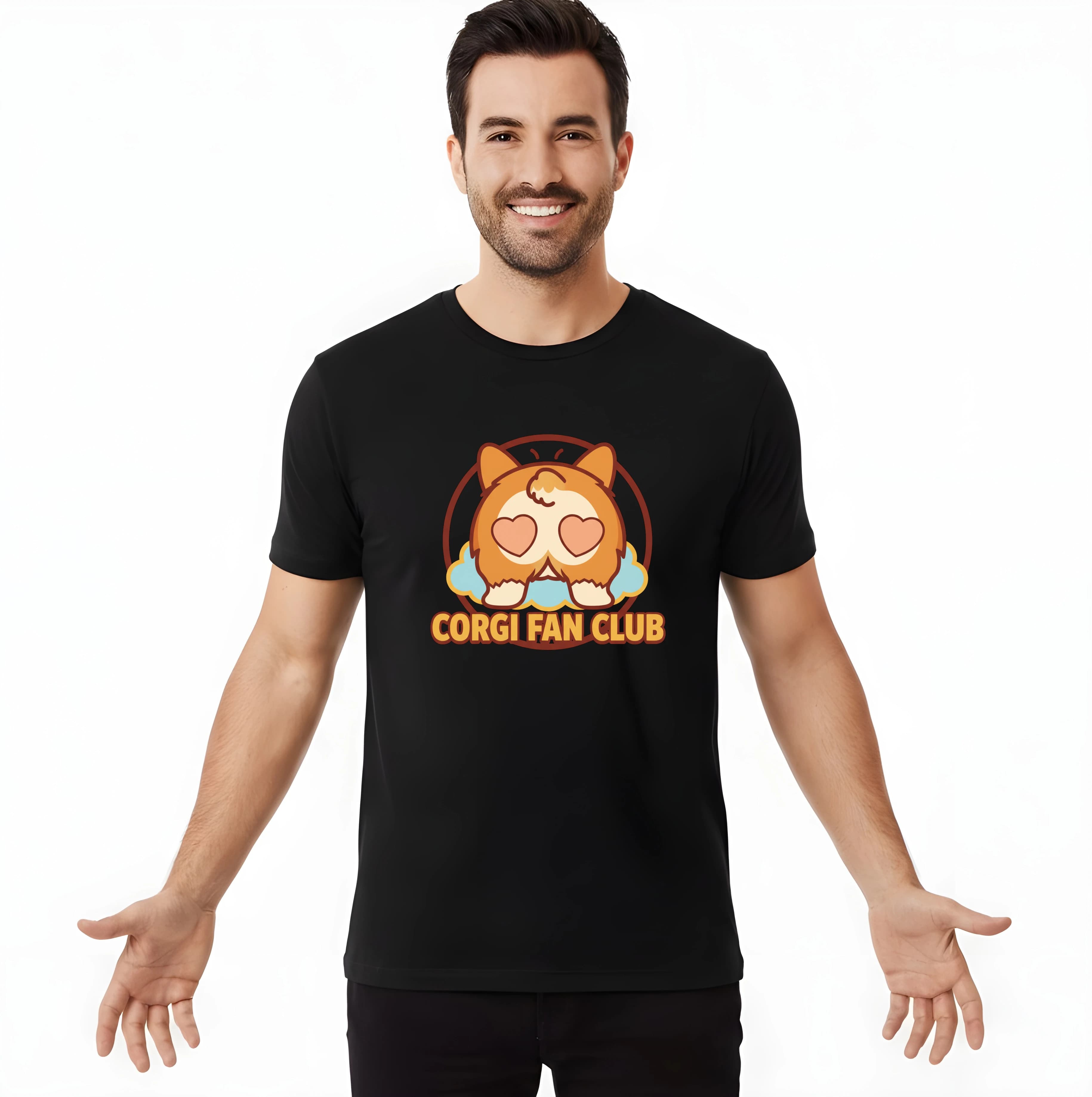 Pánske tričko Corgi Fan Club Roztomilý zadoček so srdiečkami