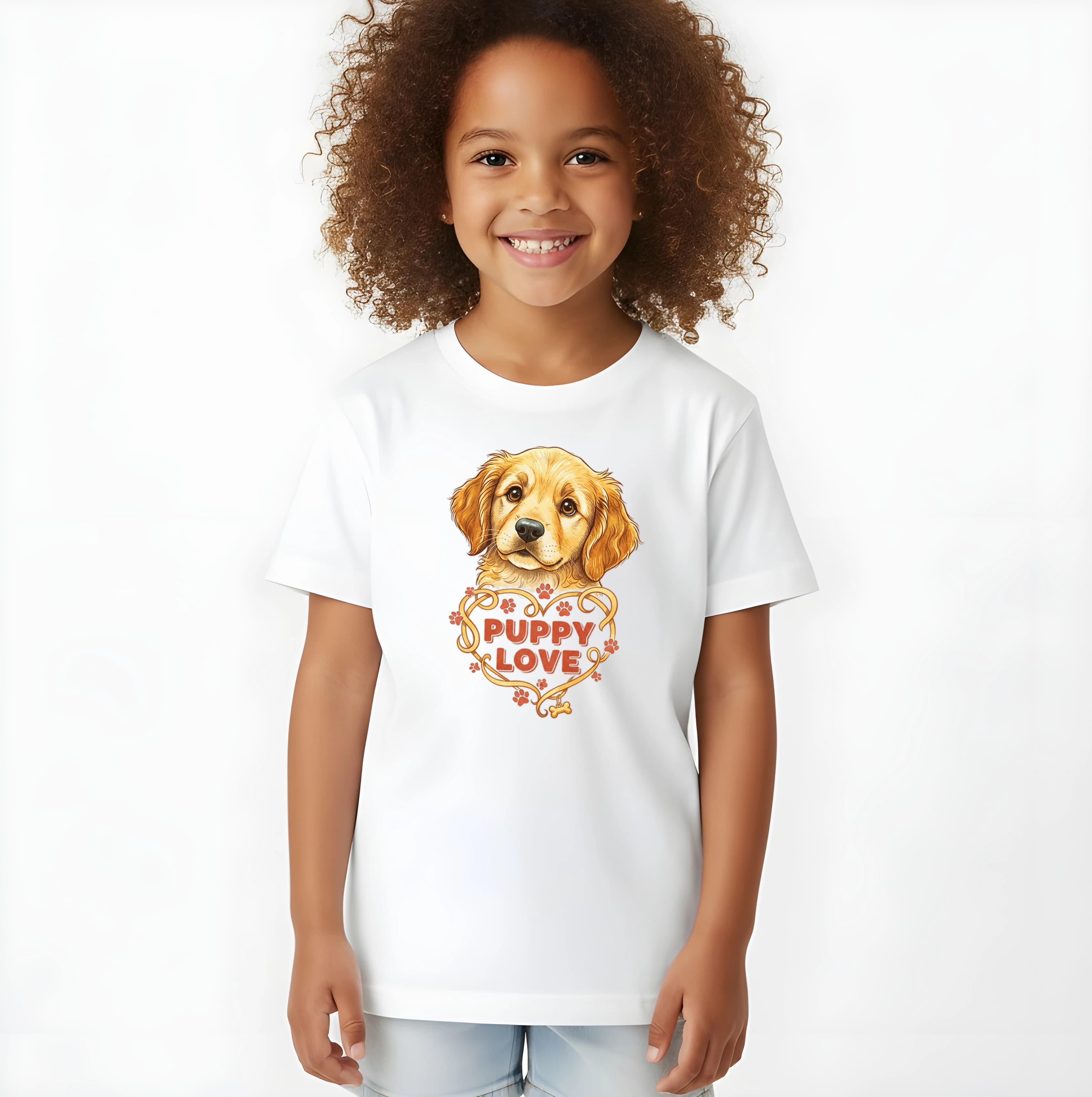 Detské tričko Golden retriever Puppy Love Roztomilé šteňa v srdci