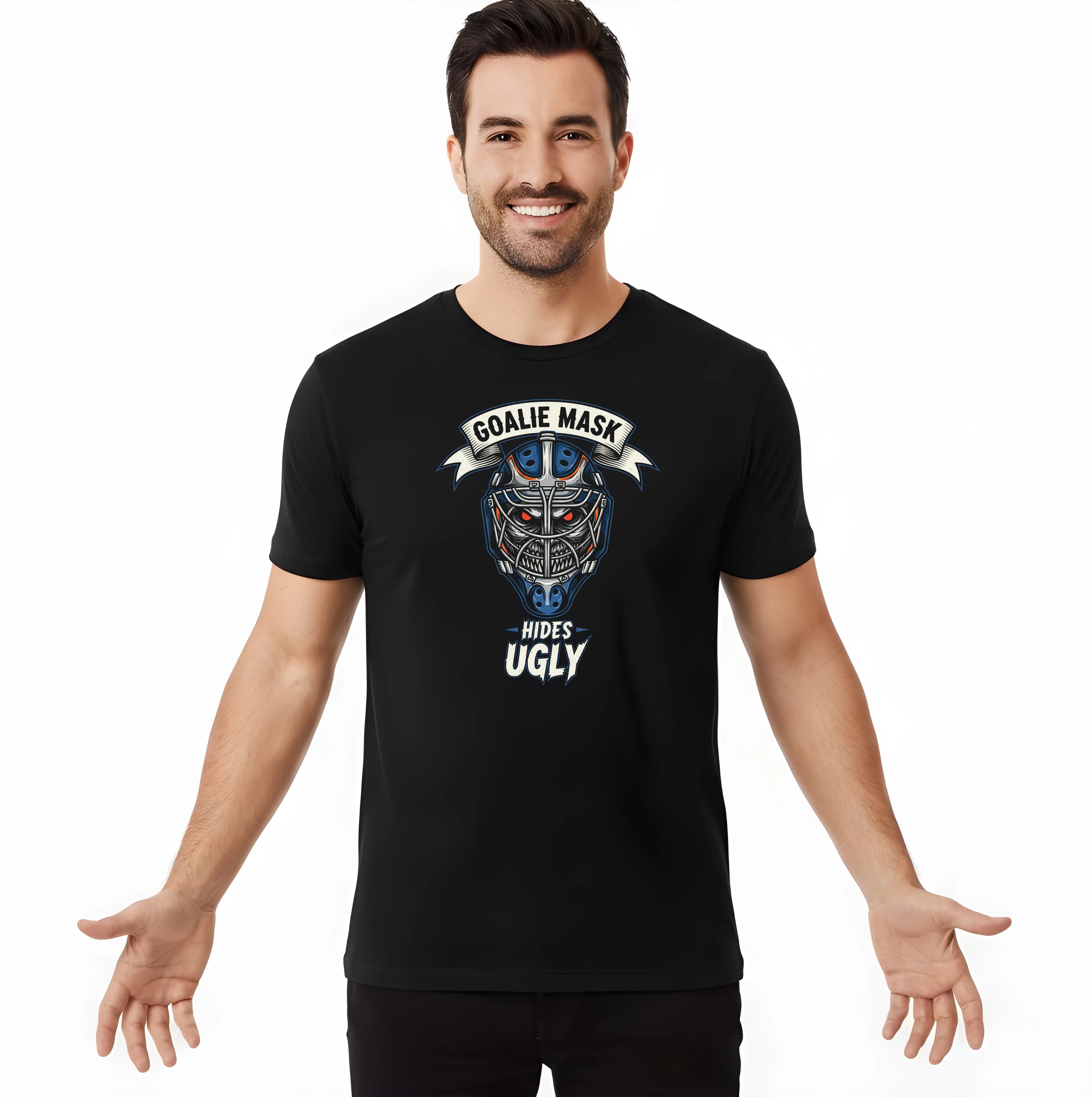 Pánske tričko Goalie Mask Skrýva desivý úsmev a červené oči