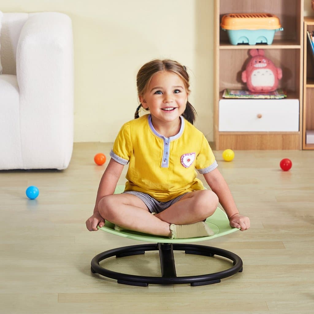 Detská otočná stolička Elephant, 100 kg, senzorická, sedák, zelená