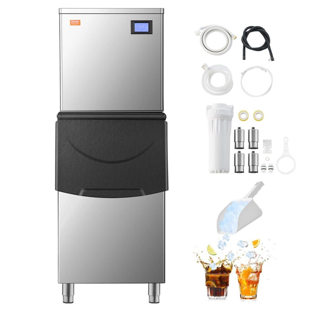 Komerčný výrobník ľadu s kapacitou 360 libier/24 hodín a zásobník s kapacitou 250 libier s automatickým samočistením