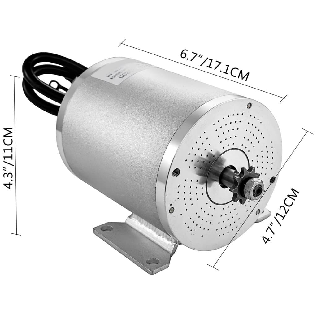60V DC 2000 Watt elektrický bezkartový motorový regulátor s 11 zubým ozubeným kolesom a montážnym držiakom pre motokáry, kolobežky a elektrokola