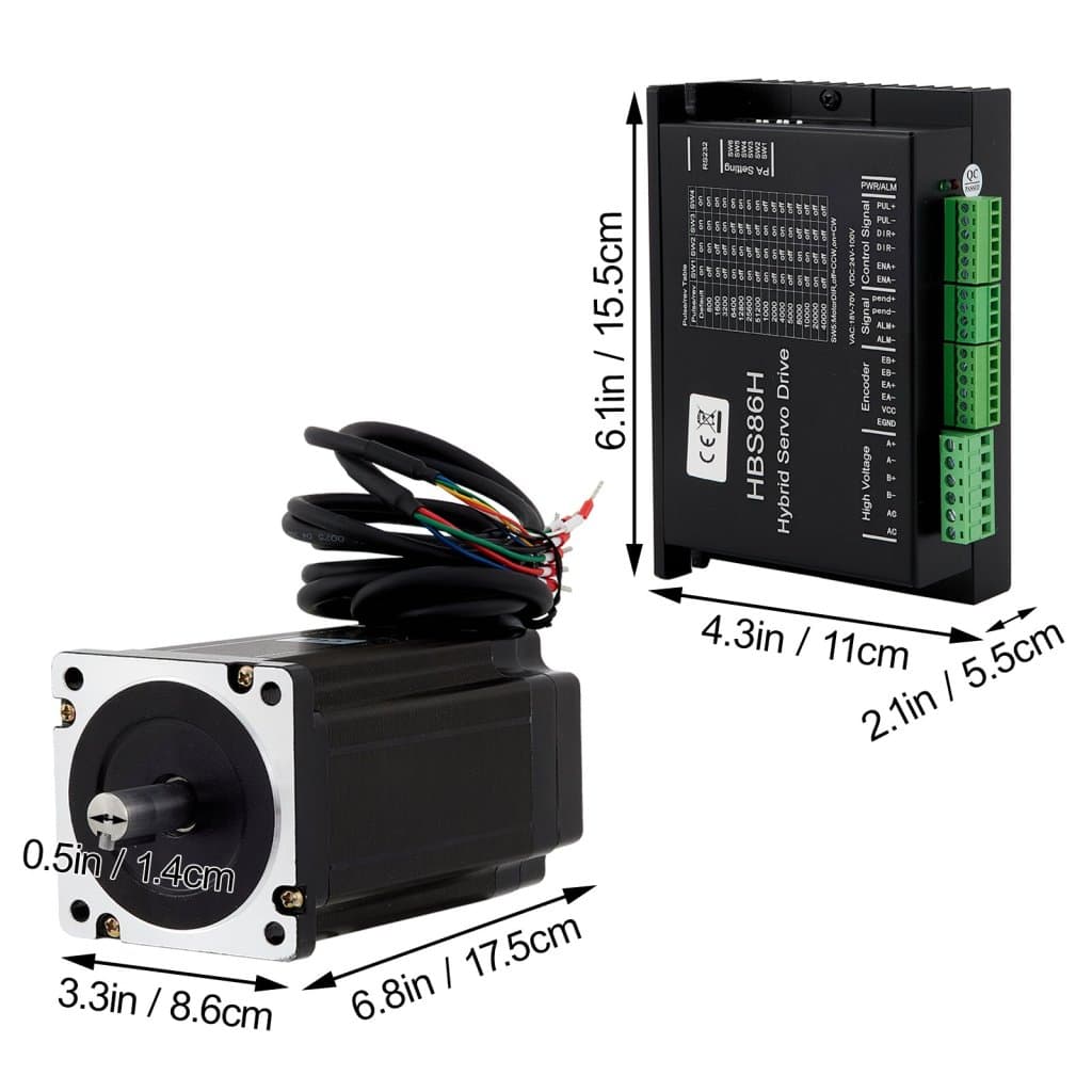 NEMA34 12nm hybridný servomotor s napájaním, krokový motor 205 mm, 6 A, 2 fázy
