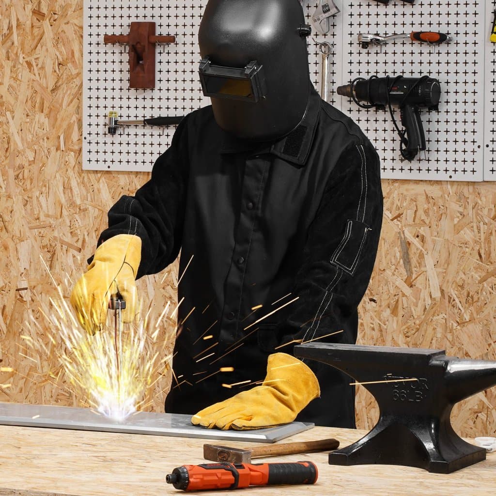 Zváračská bunda FR veľkosť L Odolná hovädzia koža a FR bavlna 240g