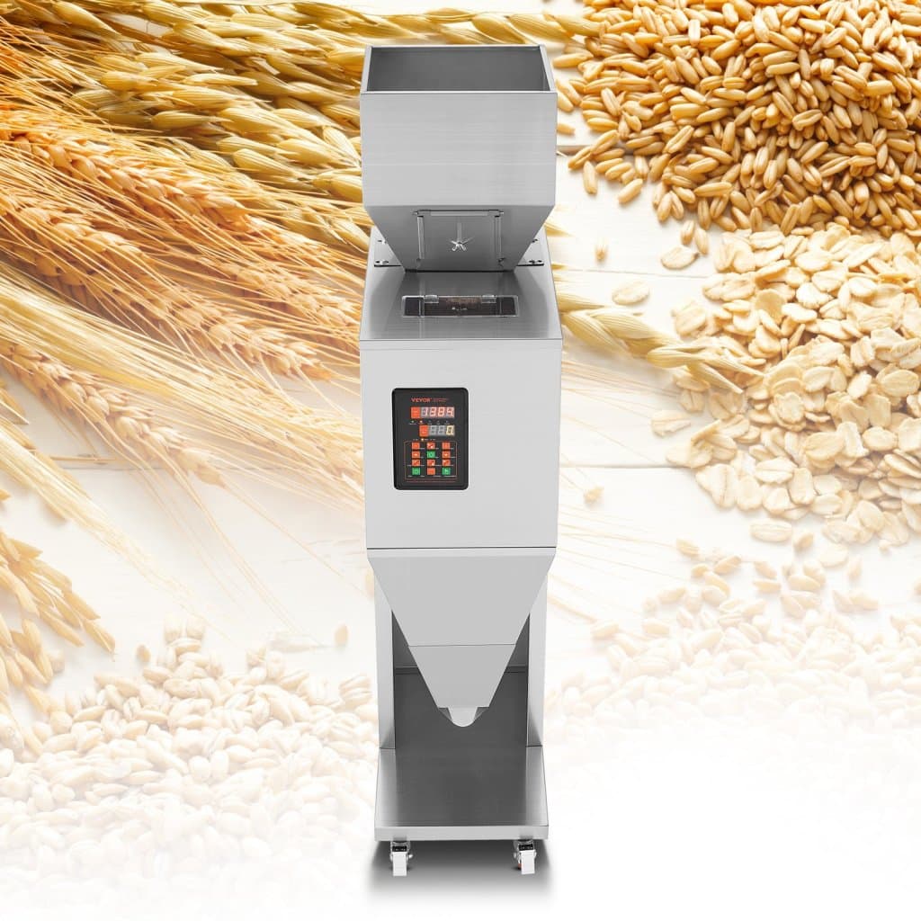 Plniaci stroj na častice, 0,044 – 6,6 libier/20 – 3 000 g, Automatický plniaci stroj s nožným pedálom, Nerezová oceľ, Plniaci stroj s váhou, Plniaci stroj s váhou na balenie fazule, semien, obilia, čaju a granúl