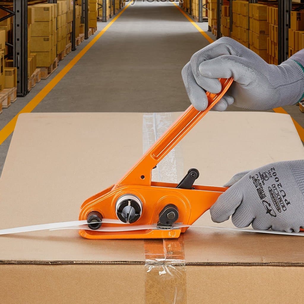 Páskovacia sada s napínačom pásky, páskovacím nástrojom a zváračkou, 1029 metrov PP pásky, 1000 kovových tesnení, sada na páskovanie paliet, páskovanie obalov