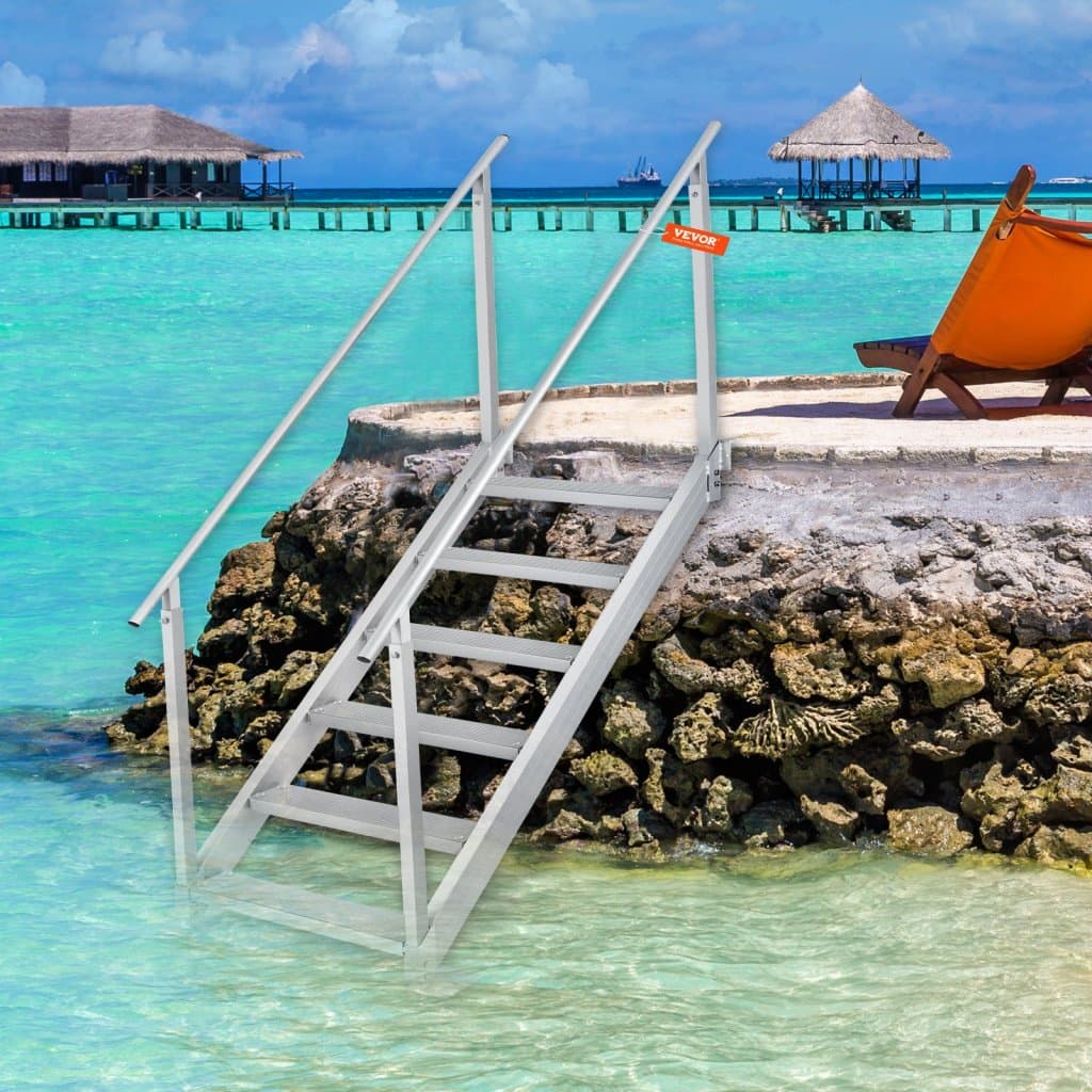 Hliníkový rebrík na kotvenie lodí, nastaviteľná výška, 6 schodov